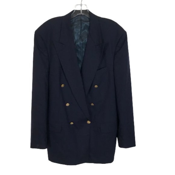 Mens Size 45 LONG 45L Burberry Navy Vintage Pure Wool Sports Coat Blazer Jacket